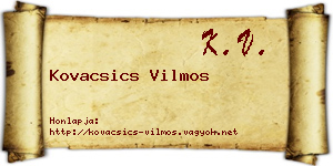 Kovacsics Vilmos névjegykártya